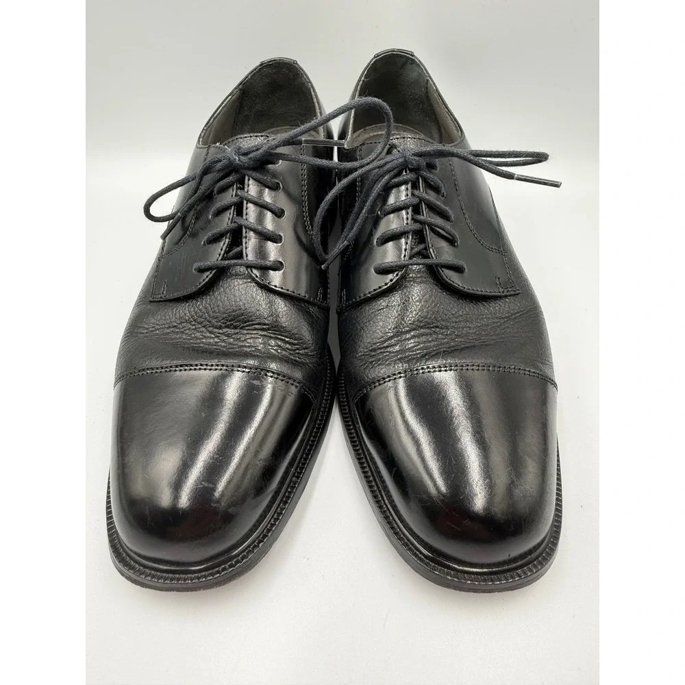 Florsheim Mens 9 D Cap Toe Derby Dress Shoes Black Leather Lace Up Brazil